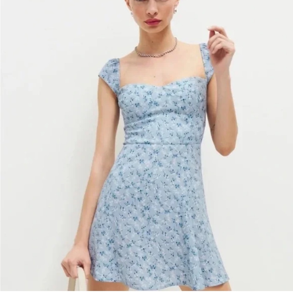 Floral Blue Mini Reformation Dress